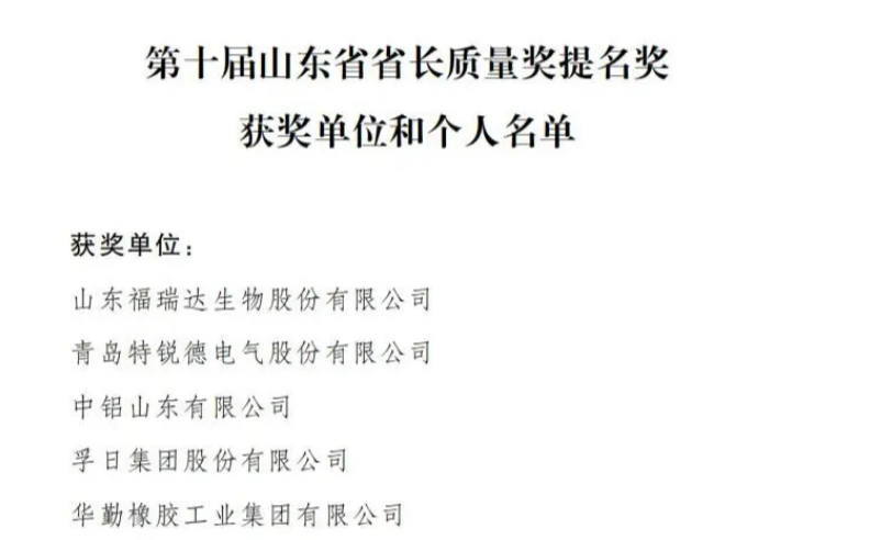 孚日榮膺第十屆山東省省長質量獎提名獎:以品質鑄就